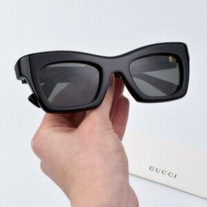 Gucci Women BRAND NEW Sunglasses Black Grey Cat Eye GG1773S 001